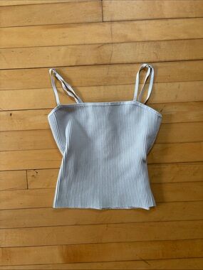 Babaton Light Gray Ribbed Square-Neck Cami